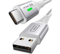 INIU Câble USB C - 2 m - Blanc - Type C 3,1 A - Câble de charge rapide USB vers USB C - Câble de charge rapide en nylon USB-C - Long pour iPhone 16 15 Pro Samsung Galaxy S21 S20 S10 Note 10 Google