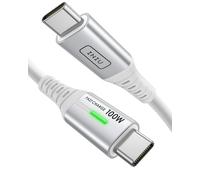 INIU Câble USB C, 2m 100W Charge Rapide, PD Câble USBC vers USB C, Blanc | PD 3.0 QC 4.0, Nylon Tressé pour iPhone 17 16 Pro, Samsung Galaxy S25 S24 Ultra, iPad MacBook Air, Pixel 9 Xiaomi Switch etc