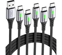 INIU Câble USB C, Cable USB C [2m+2m+1m+1m+0.5m] Charge Rapide | Nylon Tressé, Recharge Haute Vitesse, Indicateur LED, USB-C pour iPhone 17 16 Pro, Samsung S25 S24, Xiaomi, iPad, etc