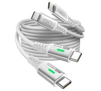 INIU Câble USB-C vers USB-C, blanc, 1 m + 1 m, charge rapide de type C vers C pour iPhone 15, Samsung S24, S23, Pixel 8., etc.