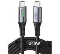 INIU Câble USB C vers USB C, charge rapide 240 W [2 m, 1 paquet] câble de charge de type C, câble de charge USB C tressé pour iPhone 16 15 Pro, Samsung S24 S23, ordinateurs portables, MacBook, iPad