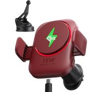 INIU Chargeur de Voiture magnétique sans Fil 15 W, Compatible avec Chargeur de Voiture, Grille d'aération/Tableau de Bord pour iPhone 16/15/14/13/12, Charge Rapide, Rouge