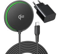 INIU Chargeur Induction iPhone, 15W Chargeur Rapide Certifié Qi2 Compatible Magsafe, Chargeur sans Fil pour iPhone 16 Pro 15 14 13 12 Plus, avec Câble USB-C et Adaptateur Inclus