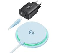 INIU Chargeur Induction iPhone Bleu Clair, 15W Chargeur Rapide Certifié Qi2 Compatible Mag-Safe, Chargeur sans Fil pour iPhone 16 Pro 15 14 13 12 Plus, avec Câble USB-C et Adaptateur Inclus