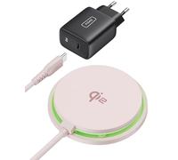 INIU Chargeur Induction iPhone Rose Clair, 15W Chargeur Rapide Certifié Qi2 Compatible Mag-Safe, Chargeur sans Fil pour iPhone 16 Pro 15 14 13 12 Plus, avec Câble USB-C et Adaptateur Inclus