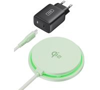INIU Chargeur Induction iPhone Vert Clair, 15W Chargeur Rapide Certifié Qi2 Compatible Mag-Safe, Chargeur sans Fil pour iPhone 16 Pro 15 14 13 12 Plus, avec Câble USB-C et Adaptateur Inclus
