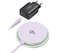 INIU Chargeur Induction iPhone Violet Clair, 15W Chargeur Rapide Certifié Qi2 Compatible Mag-Safe, Chargeur sans Fil pour iPhone 16 Pro 15 14 13 12 Plus, avec Câble USB-C et Adaptateur Inclus