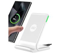 INIU Chargeur Induction Stand, [Blanc, 15W] Wireless Charge sans Fil Rapide pour iPhone 16 15 14 13 12 11 Pro Max Samsung Galaxy Google etc