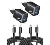 INIU Chargeur USB C, 30W 2-Port Prise GaN Charge Rapide avec 60W Câble