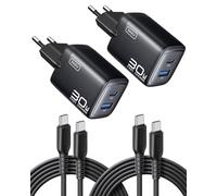 INIU Chargeur USB C, 30W 2-Port Prise USB C Chargeur Rapide avec 60W Câble, GaN Tech Super Charge Rapide pour iPhone 17 16 Pro Max, iPad Air, Galaxy S25 S24, Xiaomi 15, Pixel 10, Switch 2 etc