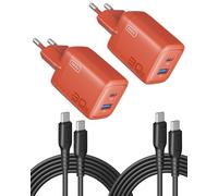 INIU Chargeur USB C, 30W 2Port Prise [USB C + USB A] Chargeur Rapide avec Câble, GaN Tech Adaptateur pour Voyage pour iPhone 17 16 Pro Max iPad Air, Galaxy S25 S24 Ultra, Xiaomi 15, Pixel 10 9 etc