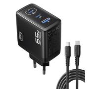 INIU Chargeur USB C, 65W 3-Port [USB-C + USB-A] Prise USBC Chargeur Charge Rapide avec Câble USBC, Multi Secteur PD+QC Type C Adaptateur pour iPhone 16 15 Pro Max, iPad Pro Air, Galaxy S24 S23 Ultra