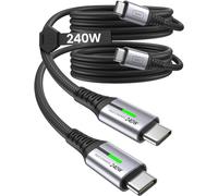 INIU Lot de 2 câbles de charge USB C vers USB C 240 W, 2 m, câble de charge PD de type C, câble de charge super rapide pour iPhone 17 16 15 Pro Max Plus, MacBook iPad Air, Samsung S25 S24 Ultra, Steam