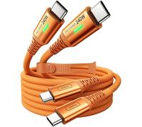 INIU Lot de 2 câbles de charge USB C vers USB C 240 W, orange, 2 m, PD Type C, câble de charge super rapide pour iPhone 17 16 15 Pro Max, MacBook iPad Air, Samsung S25 S24 Ultra, Switch 2, etc.