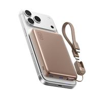 INIU pour MagSafe Chargeur, Plus Fin 25W Qi2.2 10000mAh Batterie Portable | Recharge Rapide Filaire 45W, Magnétique Certification Qi2.2, Écran LED, USB-C, pour les iPhone Séries 12 à 18, Marron