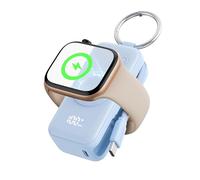INIU Power Bank pour Apple Watch, 5000mAh Mini Chargeur Portable, Batterie Externe avec Câble Intégré, Mince Batterie avec Porte-clés et LCD pour iWatch 10/9/8/Ultra2/Ultra/SE, Bleu