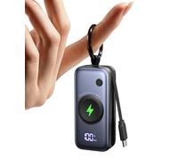 INIU Power Bank pour Apple Watch, 5000mAh Mini Chargeur Portable, Batterie Externe avec Câble Intégré, Mince Batterie avec Porte-clés et LCD pour iWatch 10/9/8/Ultra2/Ultra/SE, iPhone 16/15 etc