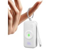 INIU Power Bank pour Apple Watch, 5000mAh Mini Chargeur Portable, Batterie Externe avec Câble Intégré, Mince Batterie avec Porte-clés et LCD pour iWatch 10/9/8/Ultra2/Ultra/SE, Blanc