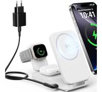 INIU Station de Charge sans Fil 3 en 1, certifiée Qi2, 15 W, compacte, pour iPhone 16 Pro/15/14/13/12, Apple Watch Ultra/10/9/7/SE, AirPods Pro/4/3/2