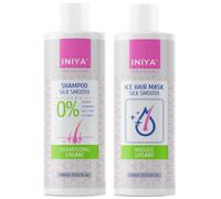 Iniya Silk Smooth Kit | Shampooing et Soin Lissant Sans Sulfate ni Silicone | Masque Lissage Brésilien - Tanin (2X400ml) | Marque Française