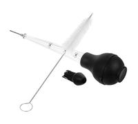 Injecteur Alimentaire Compact pour Noël, Acier Inoxydable, Noir, 1 Set | Marquages de Mesure, Silicone Solide, Aiguilles Acier, Brosse de Nettoyage, pour Four et Grill