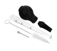 Injecteur de Marinade pour Dinde Noël 1 Set en Acier Inoxydable | 1 Set, Aiguilles Acier Inoxydable et Brosse de Nettoyage, Silicone Noir, pour Rôti, Grill et Fête