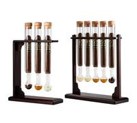 Injecteur de Saveur pour Cigares Humidificateur, Kit de Tube en Verre pour Infusion, Humidor avec Base en Bois Fait Main, Présentoir Aromathérapie avec Pipe Droite, Socle Boule et Bouchon en Bois