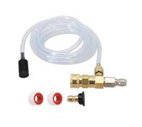 Injecteur de savon en aval pour nettoyeurs haute pression électriques, kit de vanne doseuse à connexion rapide de 0,95 cm avec tuyau de siphon en PVC de 3 pieds, acier inoxydable et B