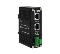 Injecteur PoE 2,5 G - Injecteur industriel PoE+ 2,5 Gigabit IEEE802.3 à 30 W avec entrée 12-48 V CC rail DIN, support mural, boîtier en aluminium