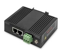 DIGITUS Injecteur Industriel Gigabit Ethernet PoE - 85W - 10/100/1000 Mbps - portée 100m - Montage sur Rail DIN - Noir