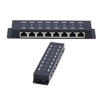 Injecteur PoE Extralink, 10/100/1000 Mbps, RJ45, idéal pour les caméras IP, VoIP, Wi-Fi, ports LAN,ports LAN+PoE, compatible avec tout commutateur Ethernet, plug and play(8 ports - 12-48 V, 100 MBit/s)