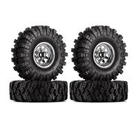 INJORA 1.0 RC Beadlock Wheel Mud Pneus Set Deep Dish 1,0 Roues Pneus pour Axial SCX24 FCX24 FCX18 Gladiator Deadbolt Bronco C10 JLU Upgrade Parts RC Crawler Car, Argent