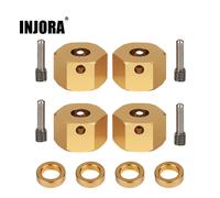 INJORA 12MM roue étendue hexagonale adaptateur en laiton plus lourd 4 pièces pour RC chenille axiale SCX10 III AXI03007 Capra 1.9 UTB AXI03004 SCX10 III Laiton 10mm
