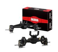 INJORA +5mm Essieux Portail en Diamant avec Support de Servo Lay Down & Liens pour 1/18 RC Crawler TRX4M Upgrade (Laiton Noir)
