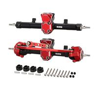 INJORA RC Essieu Avant & Arrière Aluminium CNC Achevée Axe avec Engrenage à Vis sans Fin pour Axial SCX24 Deadbolt C10 JLU Gladiator Bronco 1/24 RC Crawler Upgrade Parts