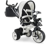 INJUSA - Tricycle Évolutif City Max pour Enfants de 6 Mois à 3 Ans avec Capote Solei | Poignée de Direction Parentale | Arc et Ceinture de Sécurité | Roue Libre | Paniers | Blanc (327)