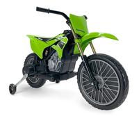 Moto Électrique Enfant 12V Kawasaki Officielle avec Batterie Pédale Accélérateur Frein Électrique Roues Stabilisatrices 6 km/h pour Garçon Fille 3 à 6 Ans INJUSA
