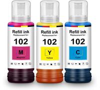 Ink 102 Compatible For 102 Multipack Colour Bottle Cartridge Compatible With Ecotank Et-2856 Et-3850 Et-4850 Et-2850 Et-15000 Et-4856 Et-2851 Et-2750 Et-4750 Et-4700 Et-4700 Et
