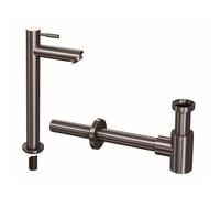 INK 2B Kit robinet lave-mains - robinet lave-mains sur pied - haut - siphon design - métal noir 9902444