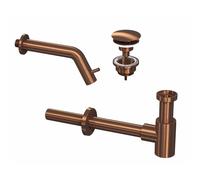 INK 3A Kit robinet lave-mains - robinet lave-mains mural - toujours ouvert - bonde et siphon design - Mat rose doré 9902422