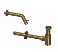 INK 3B Kit robinet lave-mains - robinet lave-mains mural - siphon design - or brossé mat 9902453