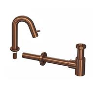 INK 4B Ensemble pour lave-mains - robinet de lave-mains sur pied - bec bas cintré - siphon design - Or rose mat 9902472