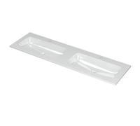 INK Aspekt Plan vasque 160x45x1.5cm double vasque avec 2 trous de robinet Blanc brillant 0207051
