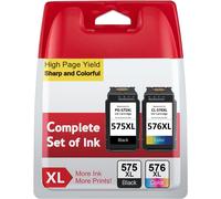 Ink Cartridges 575 576 XL, Replacement for Canon 575 and 576, PG-575 / CL-576 XL Ink Cartridges Pack of 2 Black PG-575XL & Colour CL-576XL for Pixma TS3550i TS3551i TS3750i TR4750i TR4751i