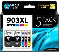 Ink Cartridges Compatible with HP 903 XL 903XL 5 Pack (2 Black XL & Cyan Magenta Yellow) with Advanced Chip System for Officejet 6950 All-in-One Officejet Pro 6960 6970 All-in-One