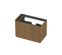 INK Concept R Meuble sous-lavabo - 80x45x52cm - 2 tiroirs - poignées en saillie - fraisées - angle arrondi à gauche - MDF - light veneer 1255671