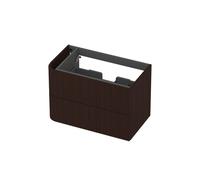 INK Concept R Meuble-vasque - 80x45x52cm - 2 tiroirs - poignées en applique - fraisées - angle arrondi à gauche - MDF - dark veneer 1255673