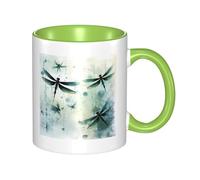 Ink Dragonfly Tasse à café en céramique bicolore 330 ml - Tasse à thé classique, tasse cadeau, passe au micro-ondes, au bureau et à la maison