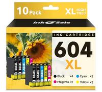 INK E-SALE 604XL Lot de 10 Cartouches d'encre compatibles avec Epson 604XL pour Expression Home XP-3200 XP-3205 XP-4200 XP-4205 XP-2200 XP-2205 Workforce WF-2910 WF-2930 WF-2935 WF-2950