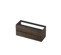 Ink fineer meuble sous lavabo 120x52x45cm 2 tiroirs tourniquet sans poignée décor bois anthracite 1221454